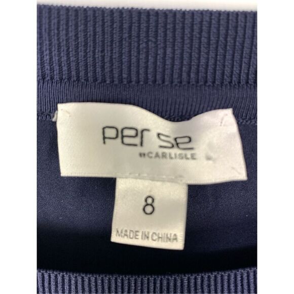 Perse Women’s Silk Blend Crew Neck Floral Velvet Long Sleeve Top Navy Size 8 - Picture 4 of 7